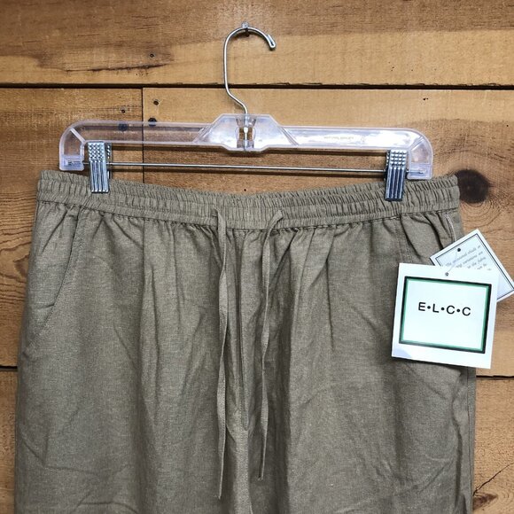 NWT Vintage ELCC Silk Linen Pants Womens Size XL Casual Solid Beige Drawstring - Picture 2 of 9
